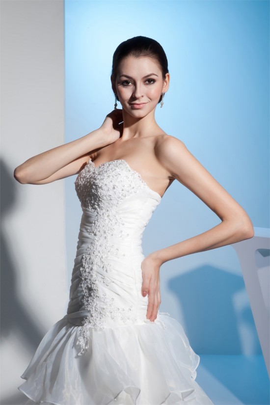 A-Line Sweetheart Beaded Satin Lace Organza Wedding Dresses 2030283 A-Line Sweetheart Beaded Satin Lace Organza Wedding Dresses 2030283