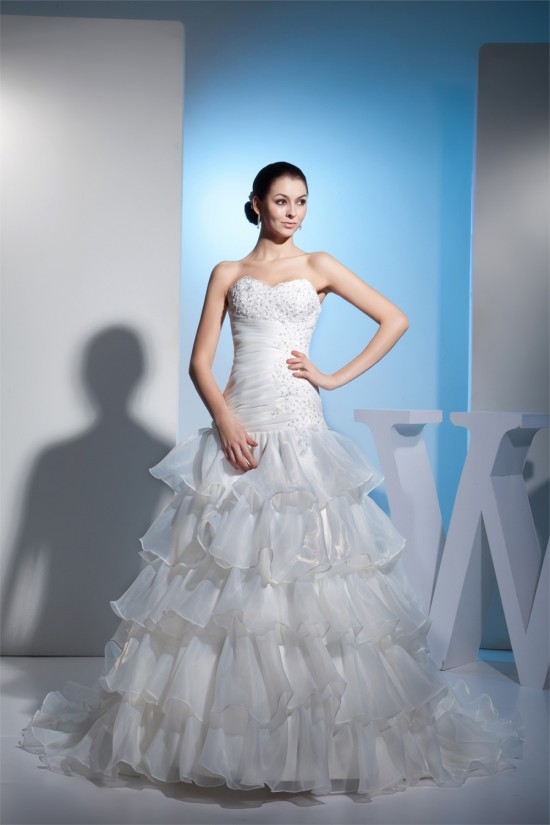 A-Line Sweetheart Beaded Satin Lace Organza Wedding Dresses 2030283 A-Line Sweetheart Beaded Satin Lace Organza Wedding Dresses 2030283
