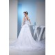 A-Line Beaded Satin Lace Organza Chapel Train Chapel Train Wedding Dresses 2030284