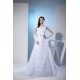 A-Line Beaded Satin Lace Organza Chapel Train Chapel Train Wedding Dresses 2030284