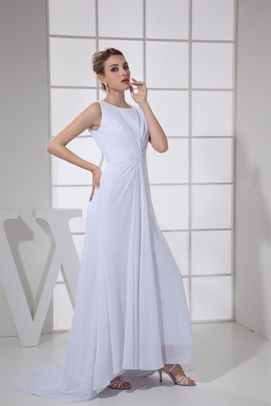 Sheath/Column Sleeveless Chiffon Scoop Wedding Dresses 2030316