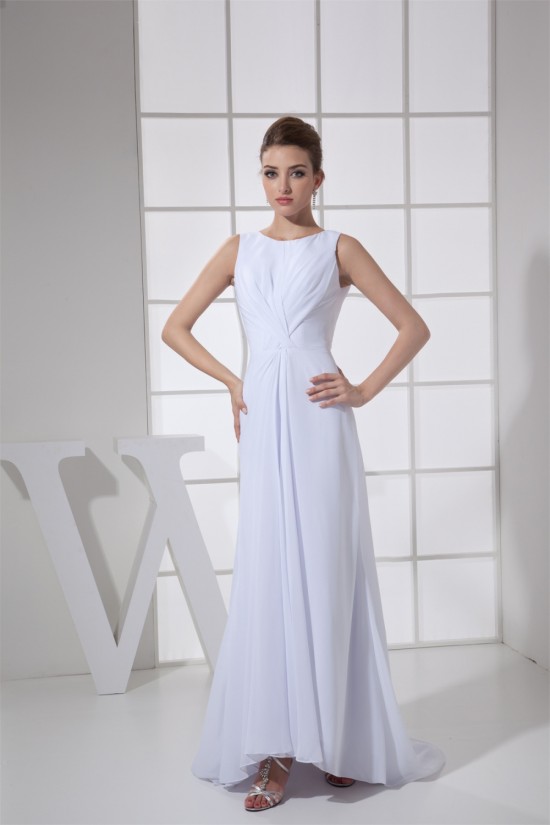 Sheath/Column Sleeveless Chiffon Scoop Wedding Dresses 2030316