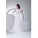 Sheath/Column Chiffon Satin Lace Long Sleeve Front Split Wedding Dresses 2030318