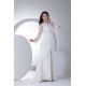 Sheath/Column Chiffon Satin Lace Long Sleeve Front Split Wedding Dresses 2030318