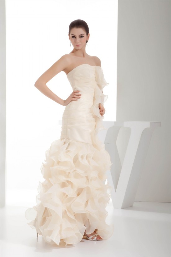 Sheath/Column Organza Strapless Wedding Dresses with Color 2030321 Sheath/Column Organza Strapless Wedding Dresses with Color 2030321