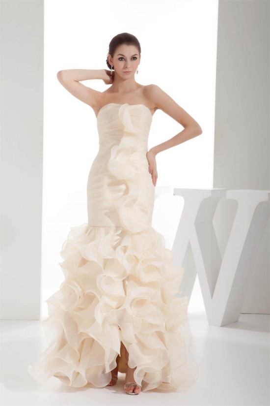 Sheath/Column Organza Strapless Wedding Dresses with Color 2030321 Sheath/Column Organza Strapless Wedding Dresses with Color 2030321
