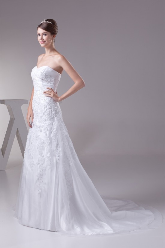 A-Line Satin Lace Fine Netting Sweetheart Wedding Dresses 2030322 A-Line Satin Lace Fine Netting Sweetheart Wedding Dresses 2030322