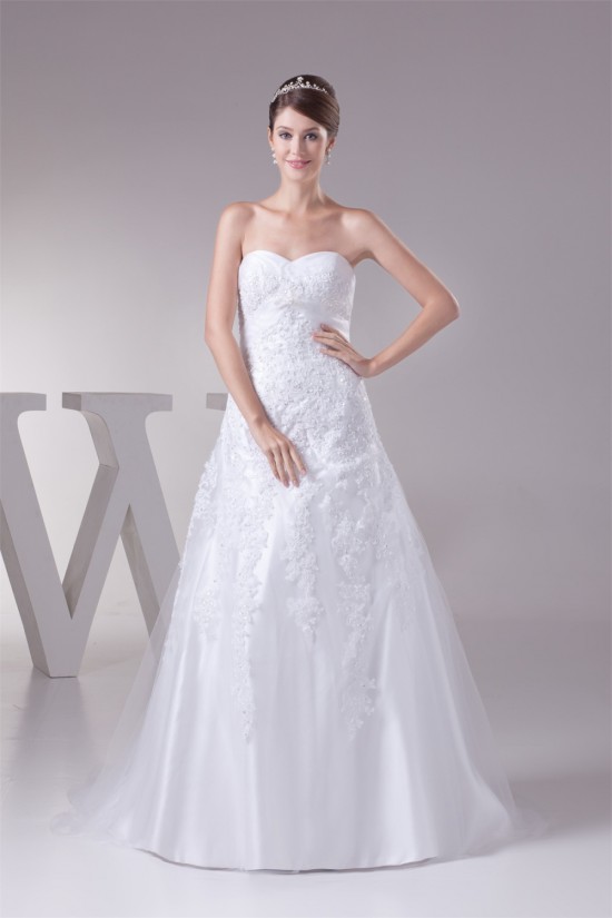 A-Line Satin Lace Fine Netting Sweetheart Wedding Dresses 2030322 A-Line Satin Lace Fine Netting Sweetheart Wedding Dresses 2030322
