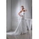 A-Line Strapless Satin Lace Organza Sweet Wedding Dresses 2030331