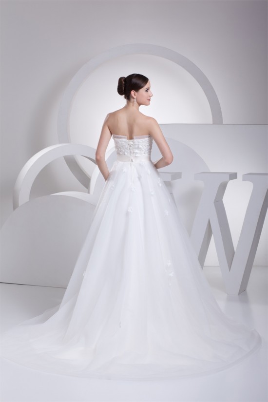Sleeveless A-Line Strapless Satin Organza Fine Netting Sweet Wedding Dresses 2030354 Sleeveless A-Line Strapless Satin Organza Fine Netting Sweet Wedding Dresses 2030354