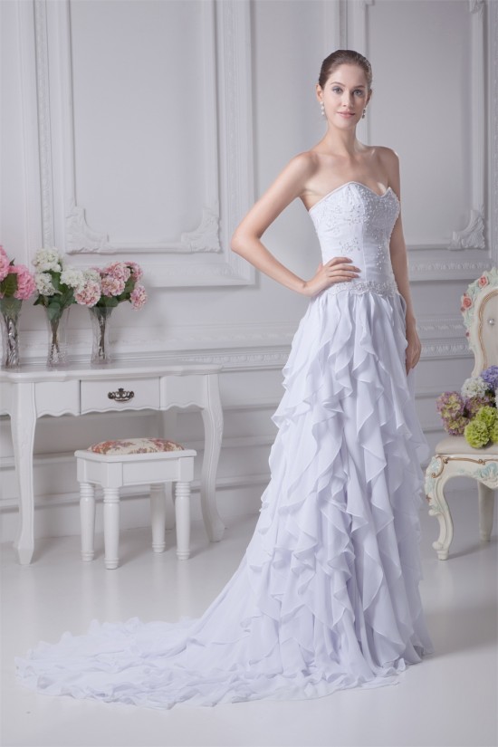Sleeveless A-Line Sweetheart Chiffon Silk like Satin Wedding Dresses 2030356 Sleeveless A-Line Sweetheart Chiffon Silk like Satin Wedding Dresses 2030356