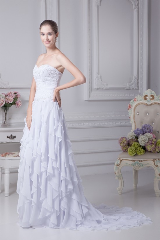 Sleeveless A-Line Sweetheart Chiffon Silk like Satin Wedding Dresses 2030356 Sleeveless A-Line Sweetheart Chiffon Silk like Satin Wedding Dresses 2030356