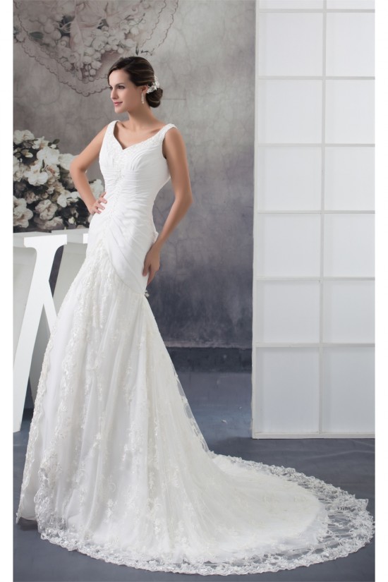 A-Line V-Neck Sleeveless Chiffon Satin Lace Best Wedding Dresses 2030358 A-Line V-Neck Sleeveless Chiffon Satin Lace Best Wedding Dresses 2030358