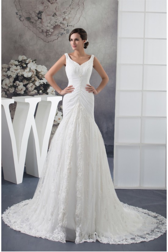 A-Line V-Neck Sleeveless Chiffon Satin Lace Best Wedding Dresses 2030358 A-Line V-Neck Sleeveless Chiffon Satin Lace Best Wedding Dresses 2030358