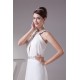A-Line Chiffon Silk like Satin Halter Beaded Sweet Wedding Dresses 2030363