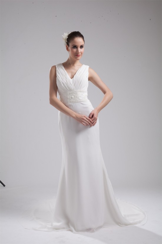 Trumpet/Mermaid Sleeveless Chiffon Beaded Reception Wedding Dresses 2030365 Trumpet/Mermaid Sleeveless Chiffon Beaded Reception Wedding Dresses 2030365