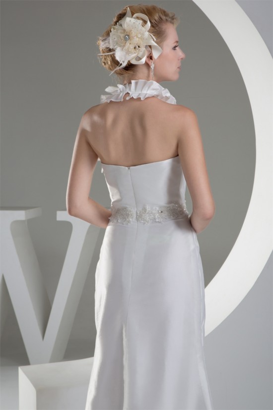 Sleeveless Halter Lace Taffeta Sheath/Column Sweet Wedding Dresses 2030367 Sleeveless Halter Lace Taffeta Sheath/Column Sweet Wedding Dresses 2030367
