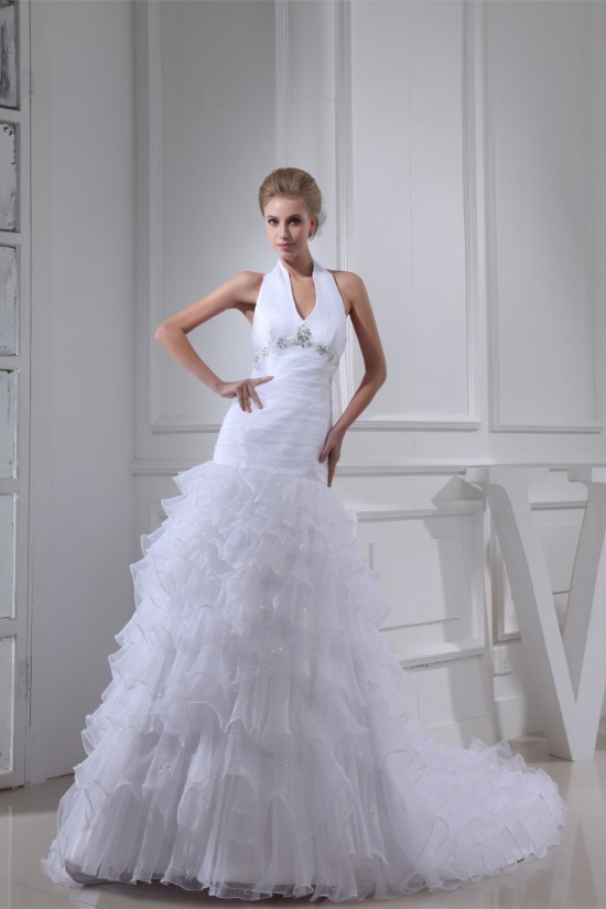 Sleeveless Halter Satin Organza Princess Reception Wedding Dresses 2030368 Sleeveless Halter Satin Organza Princess Reception Wedding Dresses 2030368