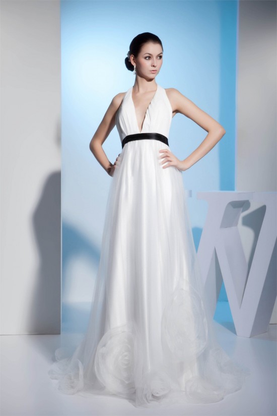 Sleeveless Halter Silk like Satin Fine Netting Best Wedding Dresses 2030370 Sleeveless Halter Silk like Satin Fine Netting Best Wedding Dresses 2030370