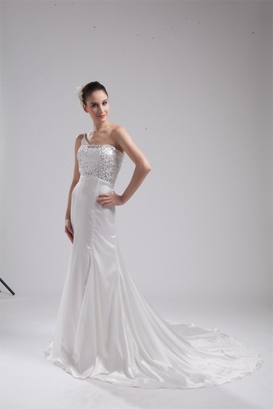 Sleeveless Mermaid/Trumpet One-Shoulder Reception Wedding Dresses 2030373 Sleeveless Mermaid/Trumpet One-Shoulder Reception Wedding Dresses 2030373
