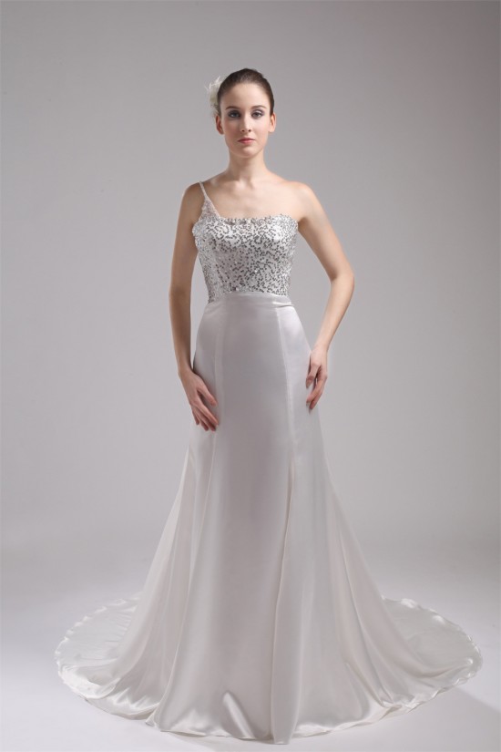 Sleeveless Mermaid/Trumpet One-Shoulder Reception Wedding Dresses 2030373 Sleeveless Mermaid/Trumpet One-Shoulder Reception Wedding Dresses 2030373
