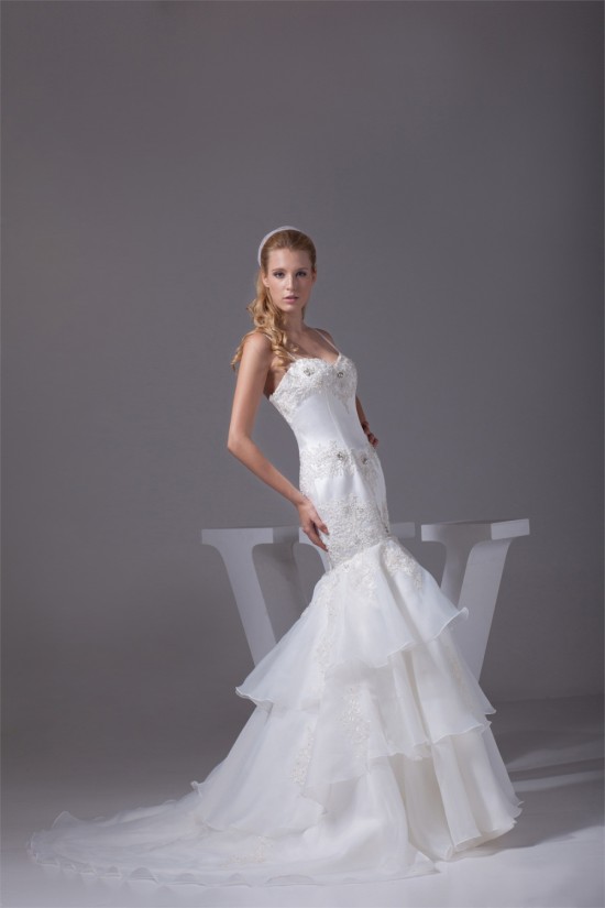 Mermaid/Trumpet Spaghetti Strap Satin Lace Sweetheart Reception Wedding Dresses 2030375 Mermaid/Trumpet Spaghetti Strap Satin Lace Sweetheart Reception Wedding Dresses 2030375