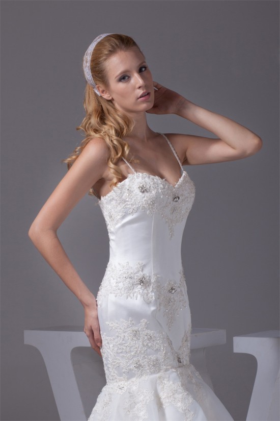 Mermaid/Trumpet Spaghetti Strap Satin Lace Sweetheart Reception Wedding Dresses 2030375 Mermaid/Trumpet Spaghetti Strap Satin Lace Sweetheart Reception Wedding Dresses 2030375