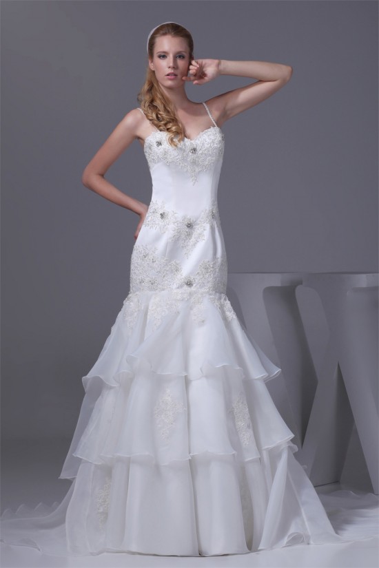 Mermaid/Trumpet Spaghetti Strap Satin Lace Sweetheart Reception Wedding Dresses 2030375 Mermaid/Trumpet Spaghetti Strap Satin Lace Sweetheart Reception Wedding Dresses 2030375