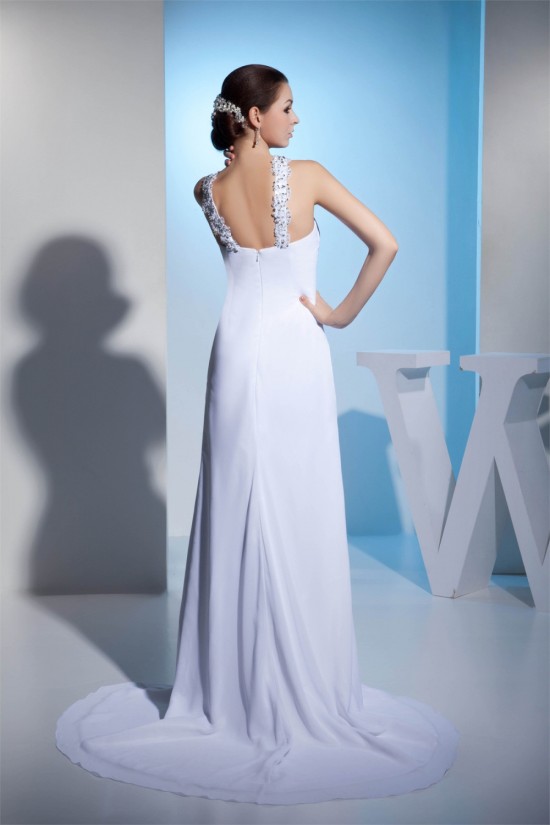 Sheath/Column Spaghetti Straps Beaded Chiffon Wedding Dresses 2030401 Sheath/Column Spaghetti Straps Beaded Chiffon Wedding Dresses 2030401