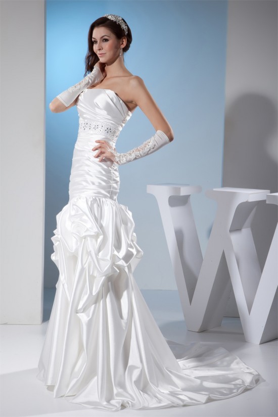 Sleeveless Sheath/Column Sweetheart Silk like Satin Sweet Wedding Dresses 2030403 Sleeveless Sheath/Column Sweetheart Silk like Satin Sweet Wedding Dresses 2030403