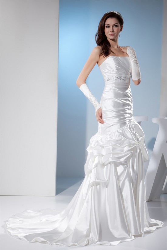 Sleeveless Sheath/Column Sweetheart Silk like Satin Sweet Wedding Dresses 2030403 Sleeveless Sheath/Column Sweetheart Silk like Satin Sweet Wedding Dresses 2030403