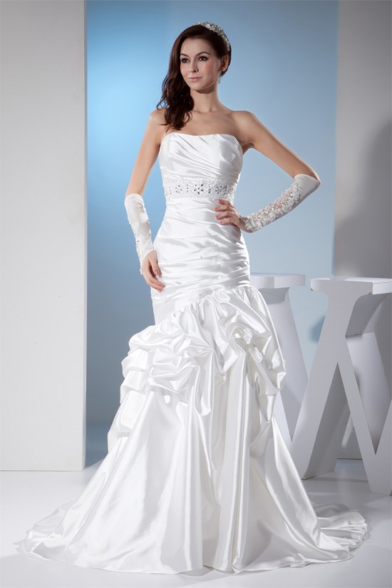 Sleeveless Sheath/Column Sweetheart Silk like Satin Sweet Wedding Dresses 2030403 Sleeveless Sheath/Column Sweetheart Silk like Satin Sweet Wedding Dresses 2030403