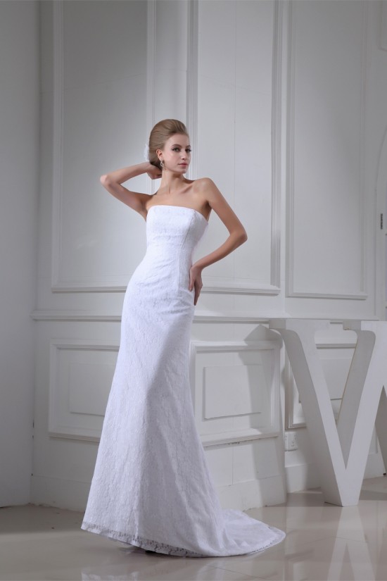 Sheath/Column Sleeveless Square Satin Lace Wedding Dresses 2030407 Sheath/Column Sleeveless Square Satin Lace Wedding Dresses 2030407