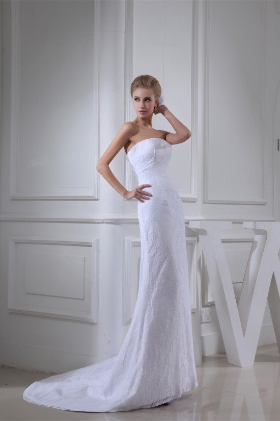 Sheath/Column Sleeveless Square Satin Lace Wedding Dresses 2030407 Sheath/Column Sleeveless Square Satin Lace Wedding Dresses 2030407