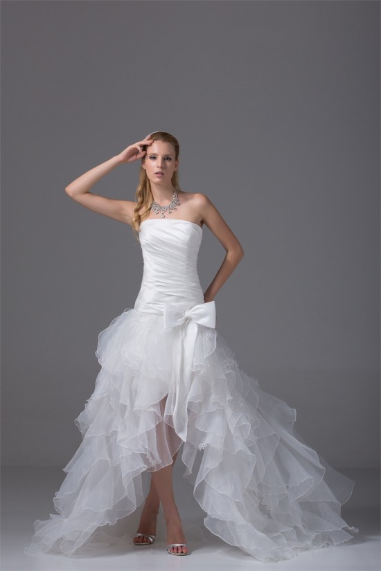 A-Line Satin Organza Taffeta Sleeveless Strapless Wedding Dresses 2030410