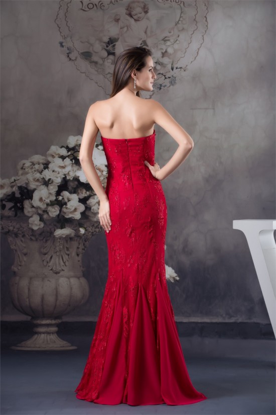 Sleeveless Strapless Mermaid/Trumpet Chiffon Lace Silk like Satin Wedding Dresses 2030413 Sleeveless Strapless Mermaid/Trumpet Chiffon Lace Silk like Satin Wedding Dresses 2030413