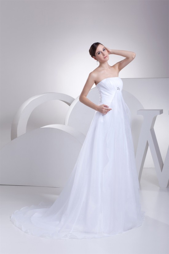 A-Line Strapless Satin Organza New Arrival Wedding Dresses 2030415 A-Line Strapless Satin Organza New Arrival Wedding Dresses 2030415