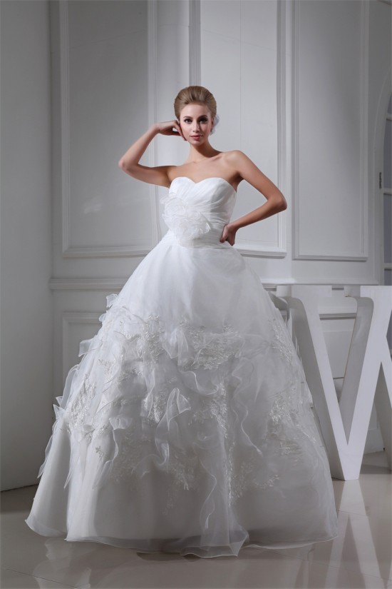 Sleeveless Sweetheart Satin Organza A-Line Sweet Wedding Dresses 2030427 Sleeveless Sweetheart Satin Organza A-Line Sweet Wedding Dresses 2030427