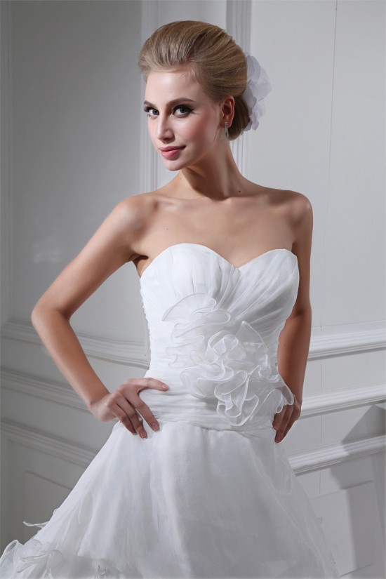 Sleeveless Sweetheart Satin Organza A-Line Sweet Wedding Dresses 2030427 Sleeveless Sweetheart Satin Organza A-Line Sweet Wedding Dresses 2030427