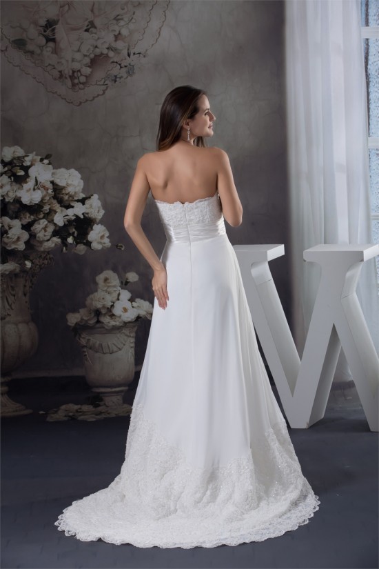 Sheath/Column Sleeveless Sweetheart Chiffon Lace Silk like Satin Best Wedding Dresses 2030429 Sheath/Column Sleeveless Sweetheart Chiffon Lace Silk like Satin Best Wedding Dresses 2030429