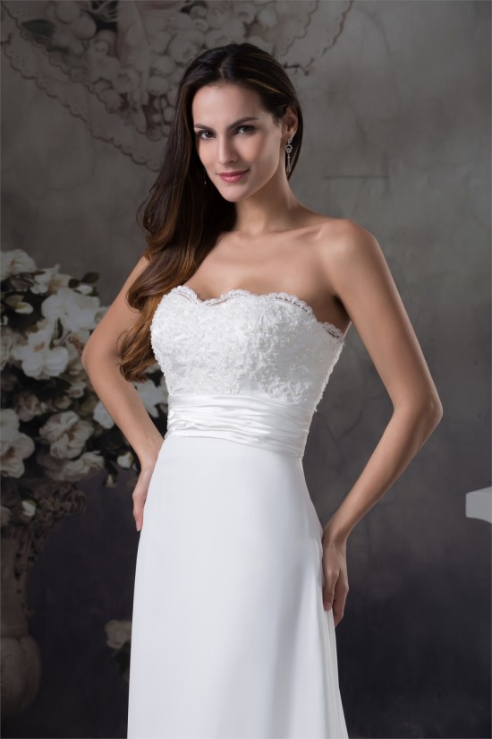 Sheath/Column Sleeveless Sweetheart Chiffon Lace Silk like Satin Best Wedding Dresses 2030429 Sheath/Column Sleeveless Sweetheart Chiffon Lace Silk like Satin Best Wedding Dresses 2030429
