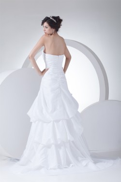 Sleeveless Sweetheart Taffeta Netting A-Line Best Wedding Dresses 2030432
