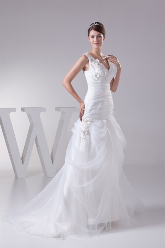 Sleeveless V-Neck Satin Lace Organza Princess New Arrival Wedding Dresses 2030433 Sleeveless V-Neck Satin Lace Organza Princess New Arrival Wedding Dresses 2030433