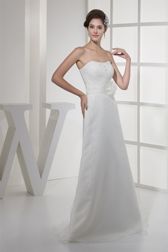 Soft Sweetheart A-Line Satin Organza Sleeveless New Arrival Wedding Dresses 2030434
