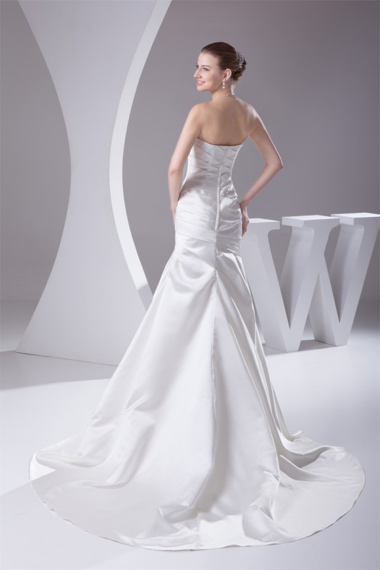 A-Line Soft Sweetheart Sleeveless Satin Most Beautiful Wedding Dresses 2030439