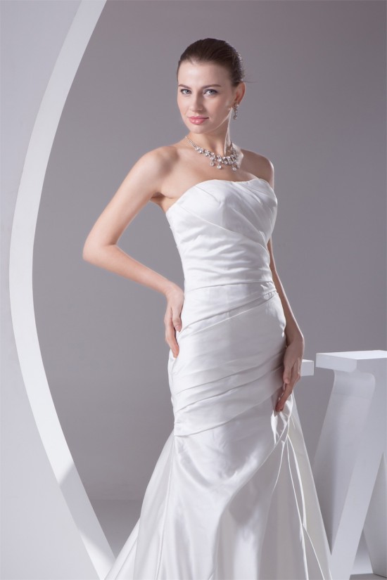 A-Line Soft Sweetheart Sleeveless Satin Most Beautiful Wedding Dresses 2030439