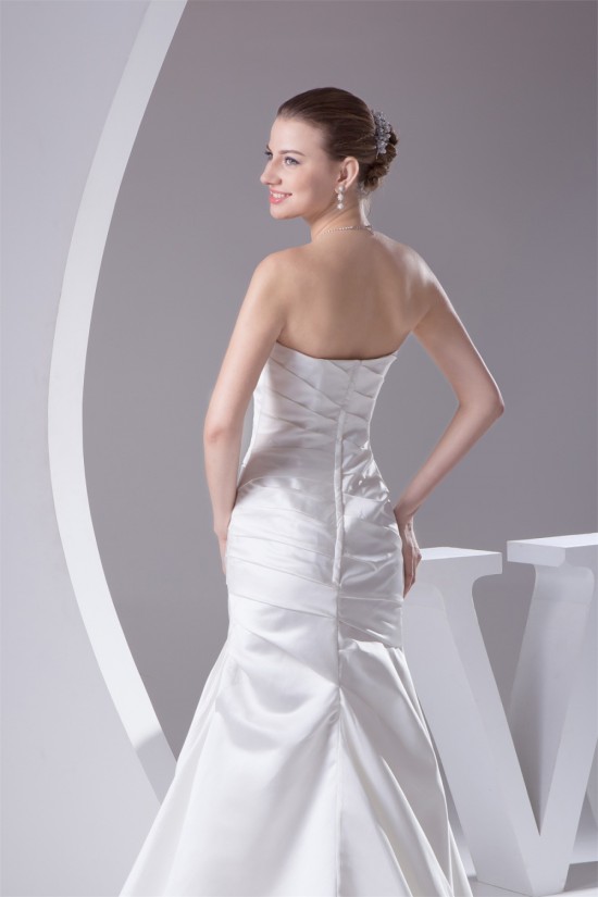 A-Line Soft Sweetheart Sleeveless Satin Most Beautiful Wedding Dresses 2030439