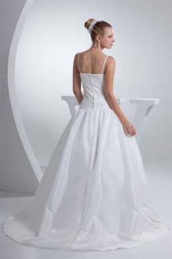 Ball Gown Spaghetti Straps Taffeta Sleeveless Beaded Best Wedding Dresses 2030441