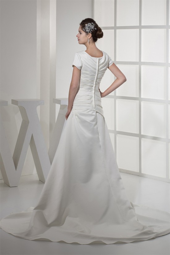 Square Satin Short Sleeve A-Line Wedding Dresses 2030443 Square Satin Short Sleeve A-Line Wedding Dresses 2030443