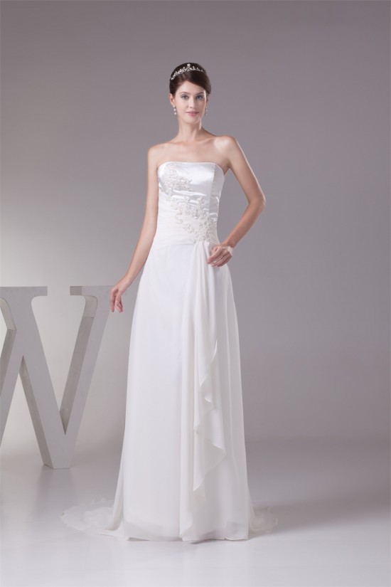A-Line Strapless Chiffon Silk like Satin New Arrival Wedding Dresses 2030444 A-Line Strapless Chiffon Silk like Satin New Arrival Wedding Dresses 2030444